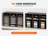 Wood Literature Organizer Adjustable File Sorter 24 Compartments Brown V952-MZWJZLFPJBH24D1RVV0