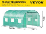 Walk-in Tunnel Greenhouse, 3 x 2 x 2 m, Portable Plant Hot House with Galvanised Steel Frame, 1 Top V952-YDSDWSL1077FTKHD5V0