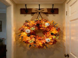 Christmas decorative wreath45 cm in diameter, adorned with white pumpkins, pinecones, and maple V888-ELOSUNG56814