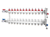 12-Branch Heat Manifold, 1/2" PEX Tubing Manifold, Stainless Steel PEX Manifold for Hydronic V952-DRFSQBXG12HL053KUV0