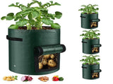 10 Gallon 6-Pack Grow Bags, Durable PE Fabric Pots with Flap and Handles, Green Planter Bags for V1107-CS-OLGPFGG25