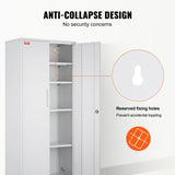 VEVOR Metal Storage Cabinet w/ 3 Keys Adjustable Shelves & Magnetic Door White V952-DXCWJCQBY51808OP2V0
