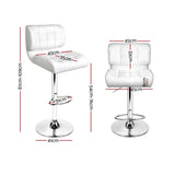 Artiss 2x Bar Stools Gas Lift Leather Padded White BA-TW-4059-WHX2