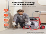 Drain Cleaner Machine 22m x 13mm, Auto Feed Sewer Snake Drain Auger on Wheels, Portable Drain V952-ZDJJKLSGDSTJOA12M002V3