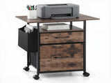 Artiss 2 Fabric Drawer File Cabinet Printer Stand Rolling File Cabinet with Side Bag MET-FC-25155-RB