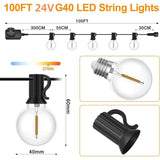 Outdoor Light Garland, 30 m with 50 plus 2 G40 LED Bulbs, IP45 Waterproof, Warm White V1188-MS-520-075