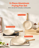 Frying Pan Skillet, Aluminum Egg Fry Pans, 3 Pcs , Nonsitck Ceramic Heavy-Duty V952-LCGSJTTCTC89NDS2C001V0