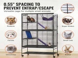 64.6" Metal Small Animal Cage 4-Tier Rolling Ferret Cage with Tray 3 Ramps V952-JSXDL362463IRPIZQV0