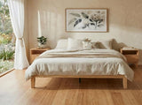 Warm Wooden Natural Bed Base Frame Queen V264-STB-108P-NTR-QU-1