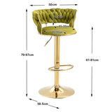SERENIT 2x Height Adjustable Swivel Bar Stool Velvet Golden Base Barstools Chairs Padded Seat Olive V255-GP1762_OLIVEGREEN