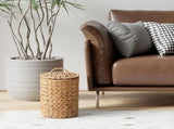Wicker Trash Can with Lid, Handwoven Water Hyacinth Waste Basket with 100 Bags, Natural 1.3 Gal V1188-MS-721-193