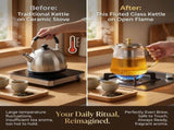 25 oz Glass Teapot with Infuser, Stovetop Safe Tea Kettle, Heat Resistant Borosilicate Glass, Works V1370-AZ4-15985