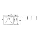 715x440mm Handmade Stainless Steel Undermount / Topmount Kitchen Sink with Waste V63-770035