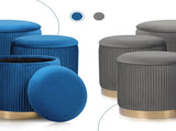 3 Piece Set Storage Ottoman - Blanket Box Velvet Padded Bench Stool FAYE BLUE V274-FT-VR-162VA-BU3