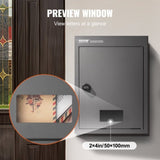 Through The Wall Drop Box, Heavy Duty Steel Through the Wall Mailbox with 2.8-7.9" 13" Combination V952-CQXBX1256316FDZEXV0