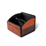 Brown Checkered Foldable car trunk organizer Large capacity waterproof PU leather organizer with V888-ELOSUNG57226