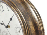 12inch Wall Clock,Retro Waterproof Clock with Displays Thermometer&Hygrometer,Noise-Free Clock for V1369-AZ3-W-11767