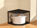 Kitchen Small Corner Shelf Rack Fan Shaped Space Saving Stable Carbon Steel Cookware Stand for Pots V1294-YM0710-3118230294212