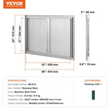 VEVOR BBQ Access Door, 914x610 mm Double Outdoor Kitchen Door, Stainless Steel Flush Mount Door, V952-SMABSCJMYS366SI1RV0