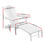 Gardeon Sun Lounge Outdoor Chairs Wooden Foldable Patio Furniture Adirondack White FF-BEACH-NTLCHOTTO-WH