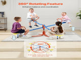 Kids Seesaw, 49.9 kg Load Capacity per Seat, Sit and Spin Teeter Totter with 4-prong Support Legs, V952-YGDZDQQBJS4R94AI7001V0