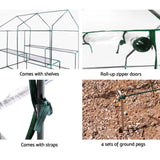 Green Fingers Greenhouse 1.2x1.9x1.9M Walk in Green House Tunnel Clear Garden Shed 4 Shelves GH-WALK-19X12-TP