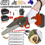 6" Mini Orange Cordless Electric Chainsaw 2X Battery-Powered Wood Cutter Rechargeable V201-FDZ0036OR8AU