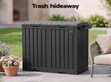 Gardeon Outdoor Trash Cans Dual Compartment Trash Can 220L Black OTC-220L-BK