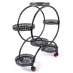 4 Layer 6 Pots Flower Holder Plant Stand Shelf 4-Wheel Free Moving Rack V63-840601