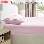 Ramesses 2000TC Bamboo Embossed Fitted Sheet Combo Set Pink King V442-KIT-FITTEDSS-2000TCBAMBOO-PINK-KI