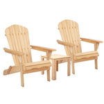 Gardeon 3PC Adirondack Outdoor Table and Chairs Wooden Foldable Beach Chair Natural FF-BEACH-SET-3NTL