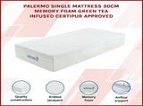 Single 30cm Green Tea Memory Foam Mattress Cooling Comfort with CertiPUR-US Certified Foam V63-826511