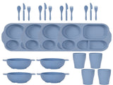 Blue Durable Eco-Friendly Wheat Straw Dinnerware Set - 24 Pieces with Plates, Bowls, Cups & Cutlery V888-ELOSUNG28119