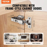 VEVOR Cabinet Door Hinges 40 Packs Full Overlay Soft Close for Framed/Frameless V952-OSCJJL40JKJSDRVQ9V0