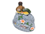 Double Sparrow Welcome Sculpture Cute Simulation Resin Ornament for Outdoor Home Garden Yard V1294-YM0718-3111210479511