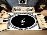 Musical Note Black White Piano Key Printed Round Carpets Area Rugs for Home Living Room Bedroom V1294-YM0716-10104492