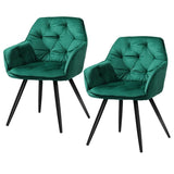 Artiss Dining Chairs Set of 2 Velvet Diamond Tufted Armchair Green MO-DIN-GRS058-VEL-GNX2