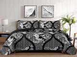 Black Damask Boho Charm Bedspread Coverlet 3 Piece Set V745-AC080424Q13U