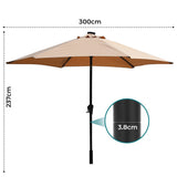 Centra 3M LED Outdoor Umbrella Base Stand Khaki OD1062-3M-KH