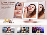 Lighted Makeup Mirror with 3 Color Lighting, Mirror with Extra Round 10X Magnifying Mirror,Dual V1192-AZ-W-15082