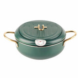 Frying Pot with Thermometer Japanese Stainless Steel Fryer Pan for Induction Cooker Deep Green V1294-YM0718-3118200267111