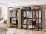 XXXL Large Open Wardrobe Closet - Freestanding Clothes Rail Rack with Curtains V767-JJ-XY1316-A-V1