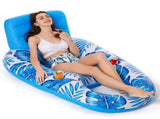 Inflatable Pool Lounger Float with Backrest & Cup Holders U-Shaped Floating Chair for Pool, Lake, V1107-CS-CQTYFP