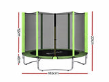 Everfit 6FT Kids Trampoline Round Rebounder with Enclosure Net Green TRAMPO-D-6FT-GN