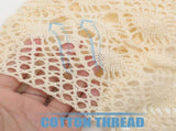 Beige Crochet Window Curtain Tassels Simple Installation for Home V1370-AZ4-14984