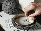 Nordic industrial style concrete ashtray, handcrafted with natural texture, detachable stainless V1232-SNYHG003