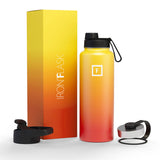 Jade Yoga Harmony Mat - Olive & Iron Flask Wide Mouth Bottle with Spout Lid, Fire, 32oz/950ml Bundle V398-JY-368OL-IFB