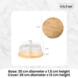 Kitchee 30cm Bamboo Cake Stand Dome Acrylic Cover - Dessert Display Plate V238-SUPDZ-41002621763664
