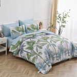 Soft Floral Leaf Comforter Set, King Size, Deluxe Quilted Bedding with Pillowcases V745-MAB010935AJ3