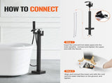 Freestanding Bathtub Faucet, Floor Mount, Freestanding Tub Filler, Shower Mixer Taps, Two Water V952-PBKSLTSFXYGHC2R75V0